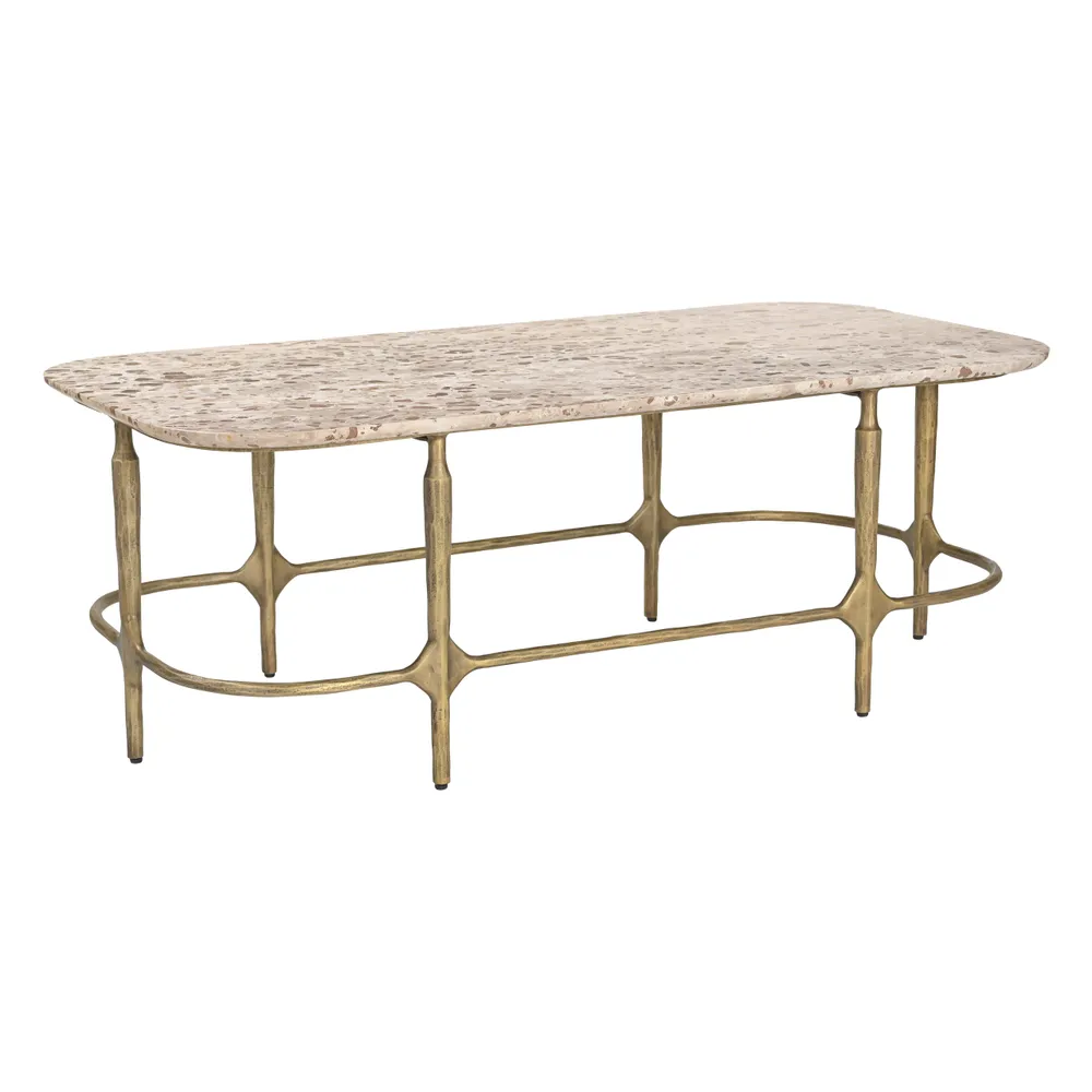 Rochester Coffee Table Beige & Brass