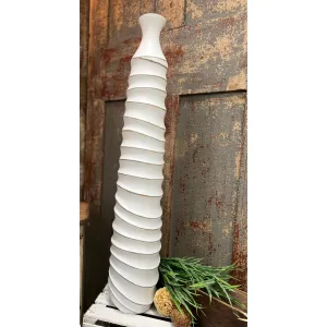 White Ribbed Vase 37in 1