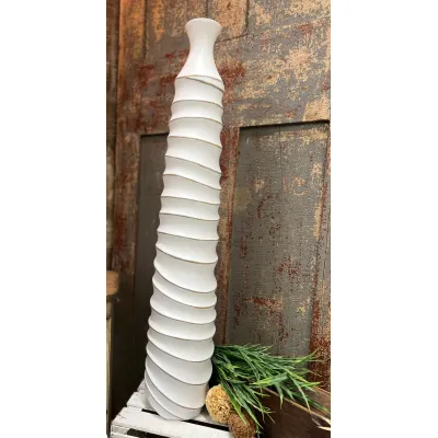 White Ribbed Vase 37in