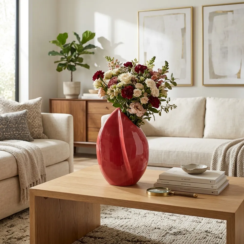 HAMMONDPORT RED VASE 17 (IN)