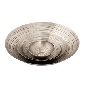 Maze Etched Centerpiece Bowl - Nickel 3