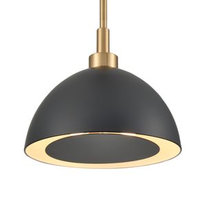 Pelham 10'' Wide 2-Light Mini Pendant - Satin Brass with Matte Black 4