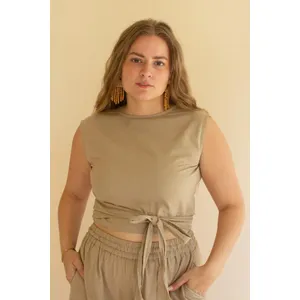 Convertible Wrap Blouse / Oatmeal 1