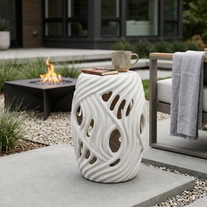 CHLOEMOOR WHITE GARDEN STOOL 19 (IN) 13