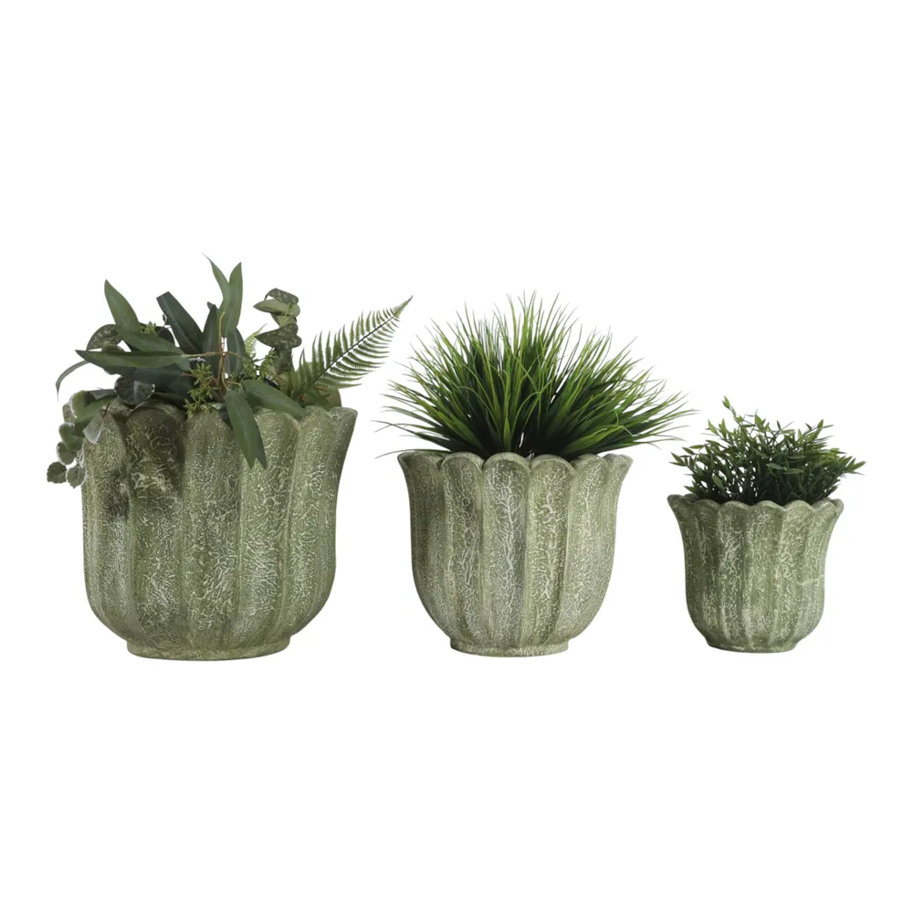 CASPERBROOK SET OF 3 GREEN PLANTER 13 (IN)