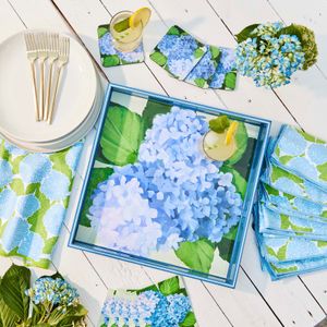 Blue Hydrangea Square Lacquer Serving Tray 3