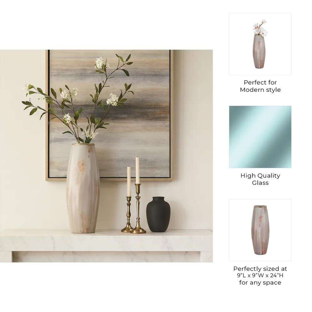 WOODSONCLIFF TAN GLASS VASE 24 (IN)