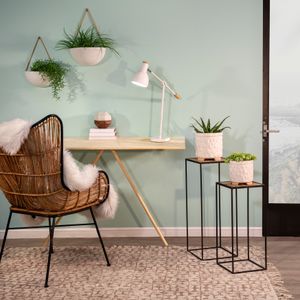 S/2 METAL HALF MOON WALL PLANTERS, WHITE 9