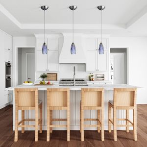 Milan 3'' Wide 1-Light Mini Pendant - Satin Nickel with Starburst Blue Glass 5