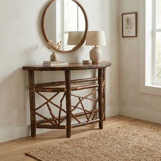 Hickory Log Twig Entry Table - Cognac