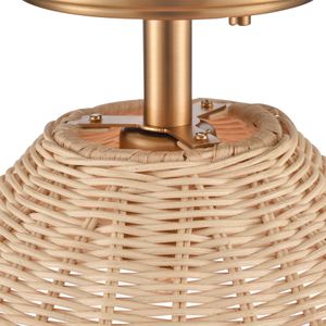 Rydell 14'' Wide 1-Light Semi Flush Mount - Brushed Gold and Rattan 4
