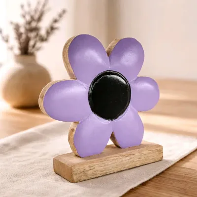 Lavender Wooden Flower 8x9in