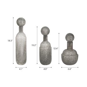 BURTONBURN SET OF 3 GRAY GLASS VASES 18 (IN) 10