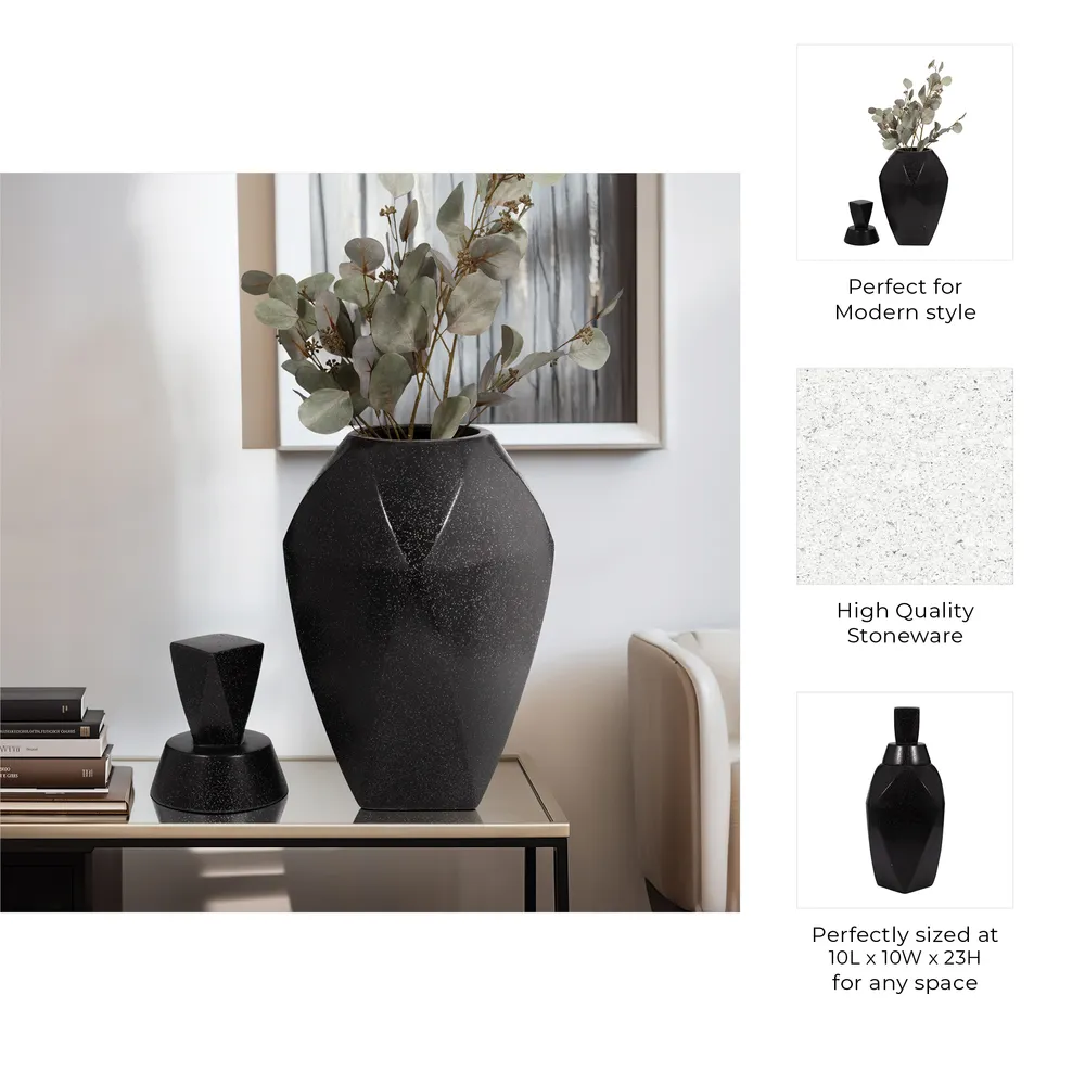HALTONWORTH BLACK VASE 23 (IN)
