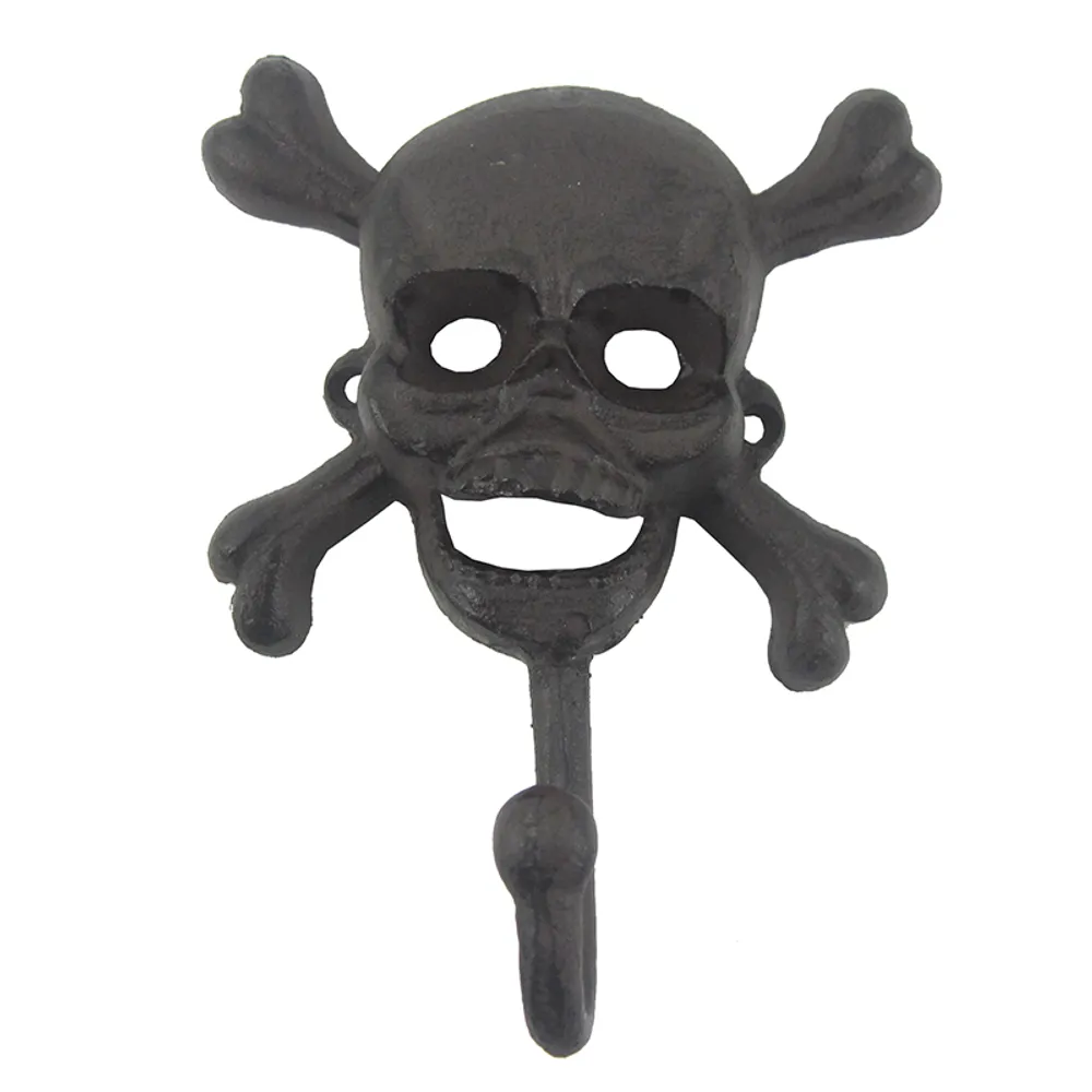 6" CAST IRON SKULL WALL HOOK
