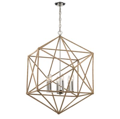 Exitor 34″ Wide 6-Light Chandelier - Polished Nickel