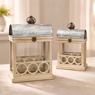 Medallion Lantern Set Of 2 19in and 15in
