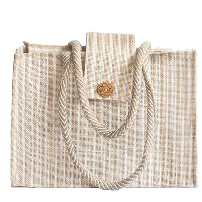 CUSTOM DIGITAL PRINT TOTE W FAUX LEATHER HANDLE & JUTE (60-90 DAY TURNAROUND)