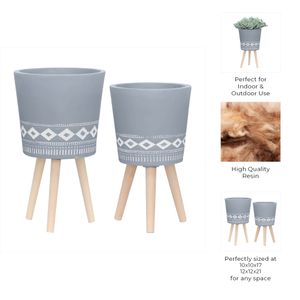 GLASTONCREST SET OF 2 GRAY PLANTER 21 (IN) 10