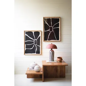Set of 2 Black and White Framed Abstract Prints Under Glass 1