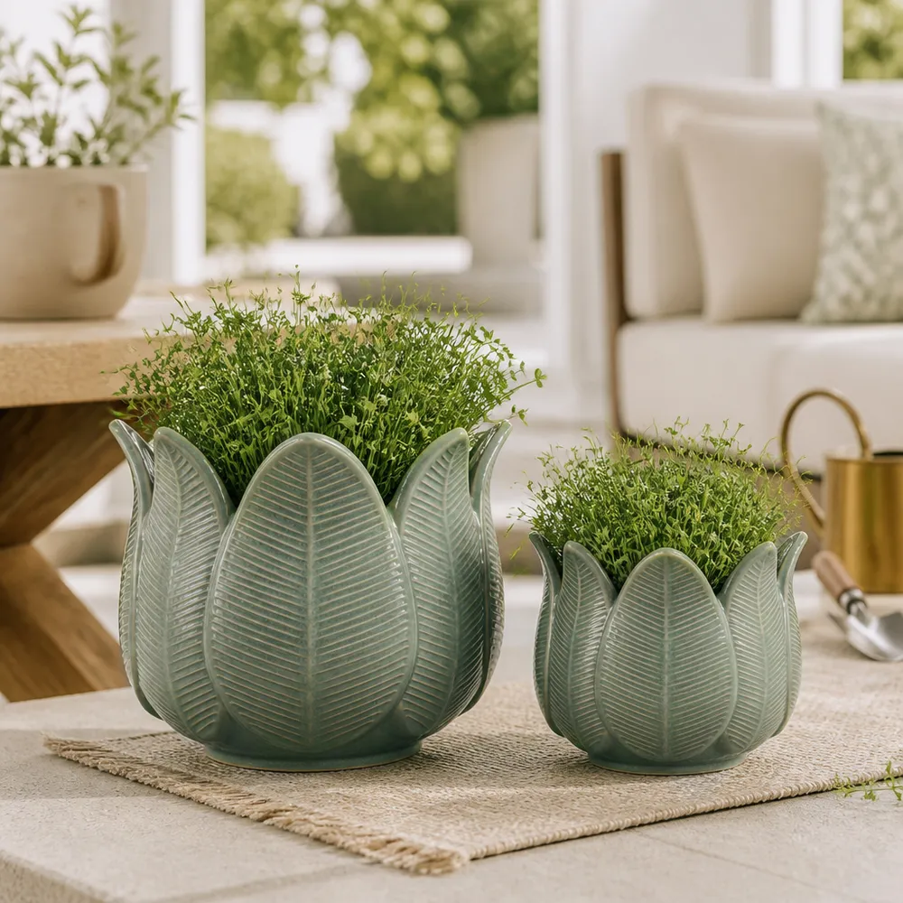 BRADYRIDGE SET OF 2 GREEN PLANTER 7 (IN)