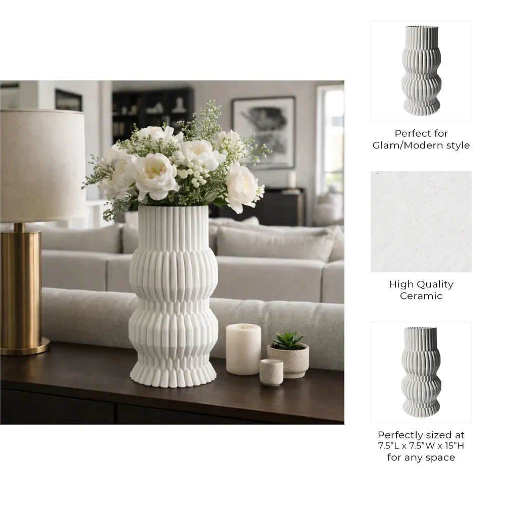 CALTONPORT WHITE VASE 15 (IN)