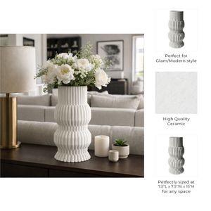 CALTONPORT WHITE VASE 15 (IN) 8
