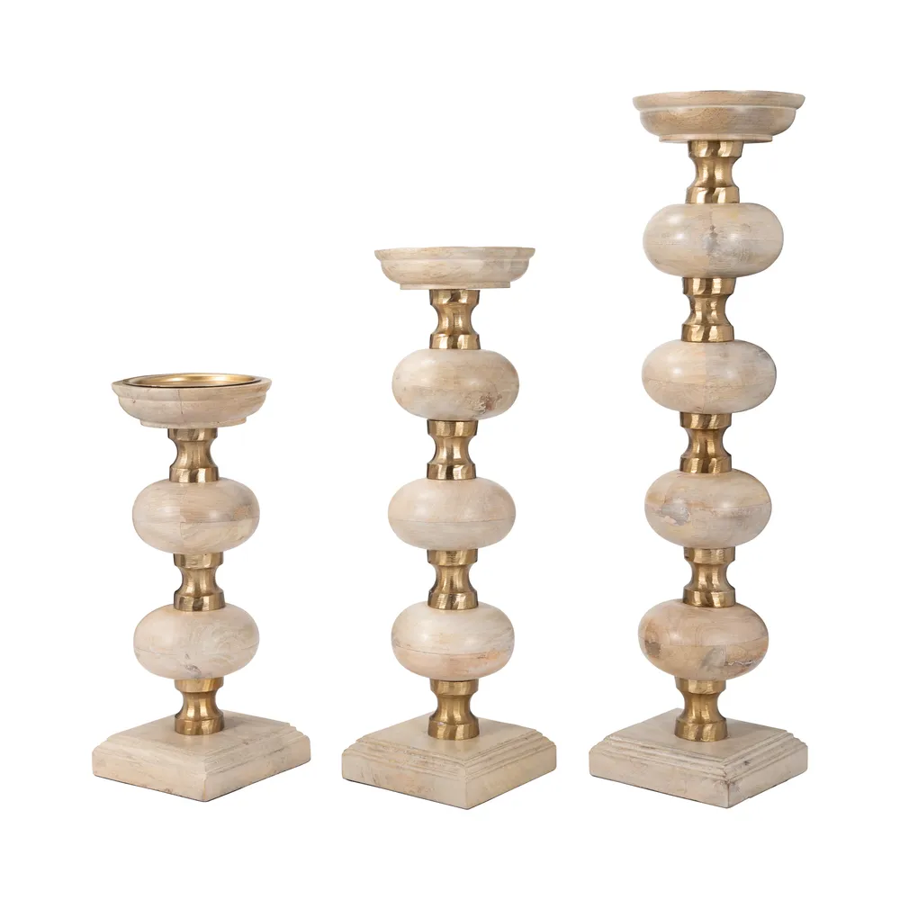 JULIANROSE SET OF 3 BROWN CANDLESTICK 23 (IN)