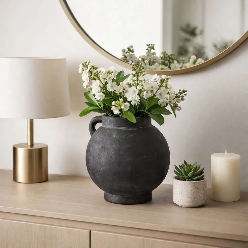 CORBINFORD BLACK VASE 12 (IN)