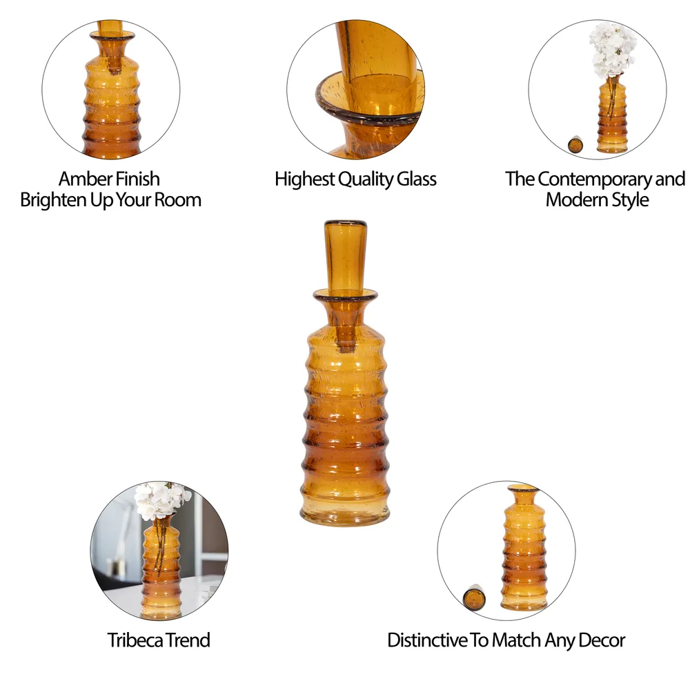 HAMDENWICK ORANGE GLASS VASE 15 (IN)