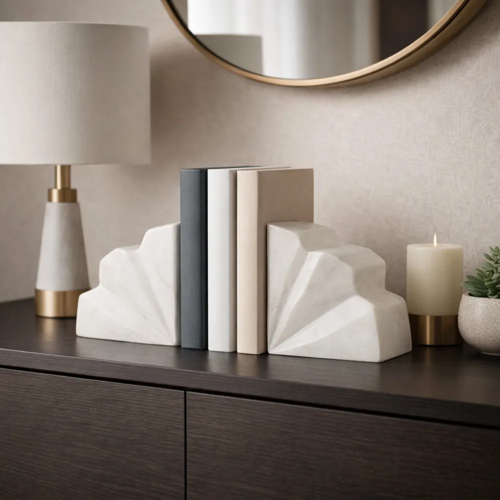 HENSONHOLM SET OF 2 WHITE BOOKENDS 6 (IN)