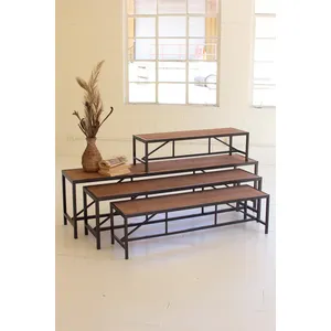Set of 4 Metal and Wood Display Risers 2