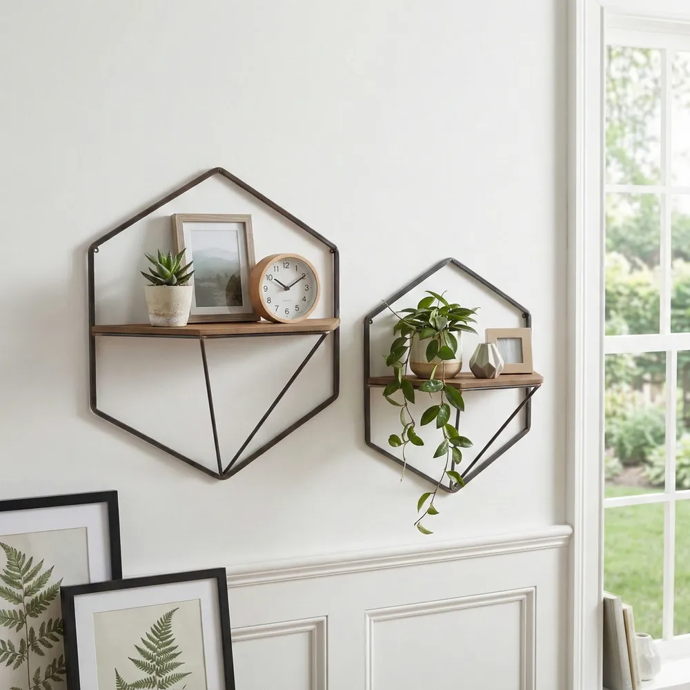 IRVINGMILL SET OF 2 BROWN WALL SHELF 17 (IN)