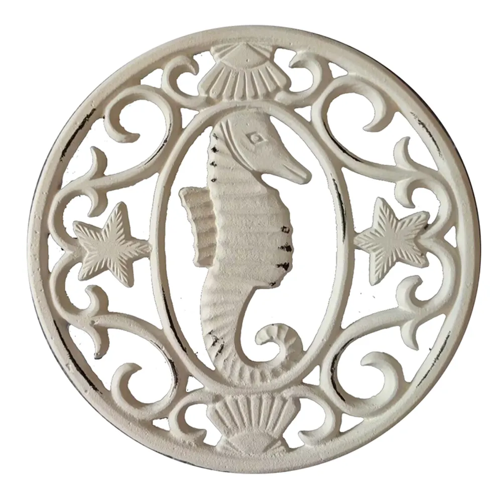 7-1/2" WHITE SEAHORSE C/I TRIVET