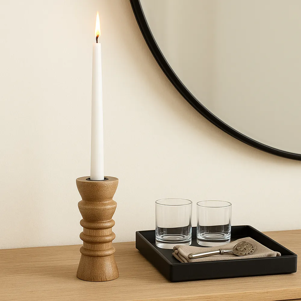 BREEVIEW TAN CANDLE HOLDER 6 (IN)