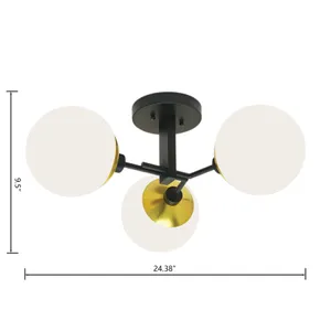 Triple Play 24.5'' Wide 3-Light Semi Flush Mount - Polished Brass 2