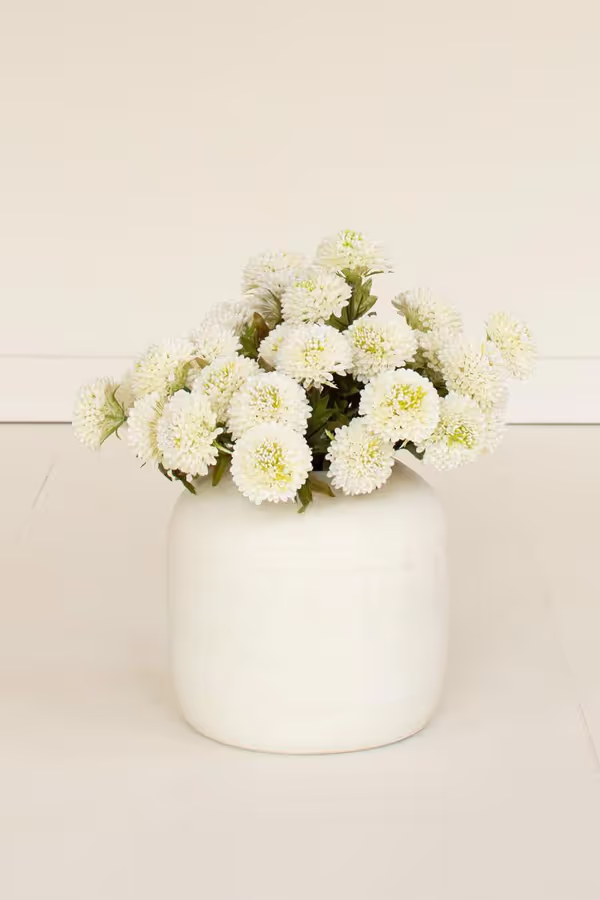 Bundle of 7 Artificial White Ball Dahlias