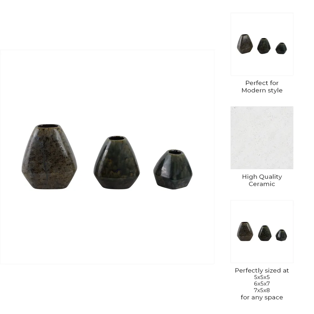 DENNINGHAM SET OF 3 BROWN VASES 8 (IN)