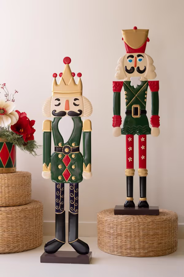 Set of 2 Painted Metal Nutcrackers
