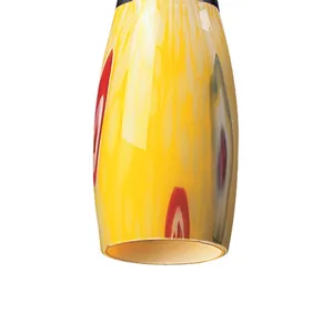 Milan 3'' Wide 1-Light Mini Pendant - Satin Nickel with Yellow Blaze Glass 4