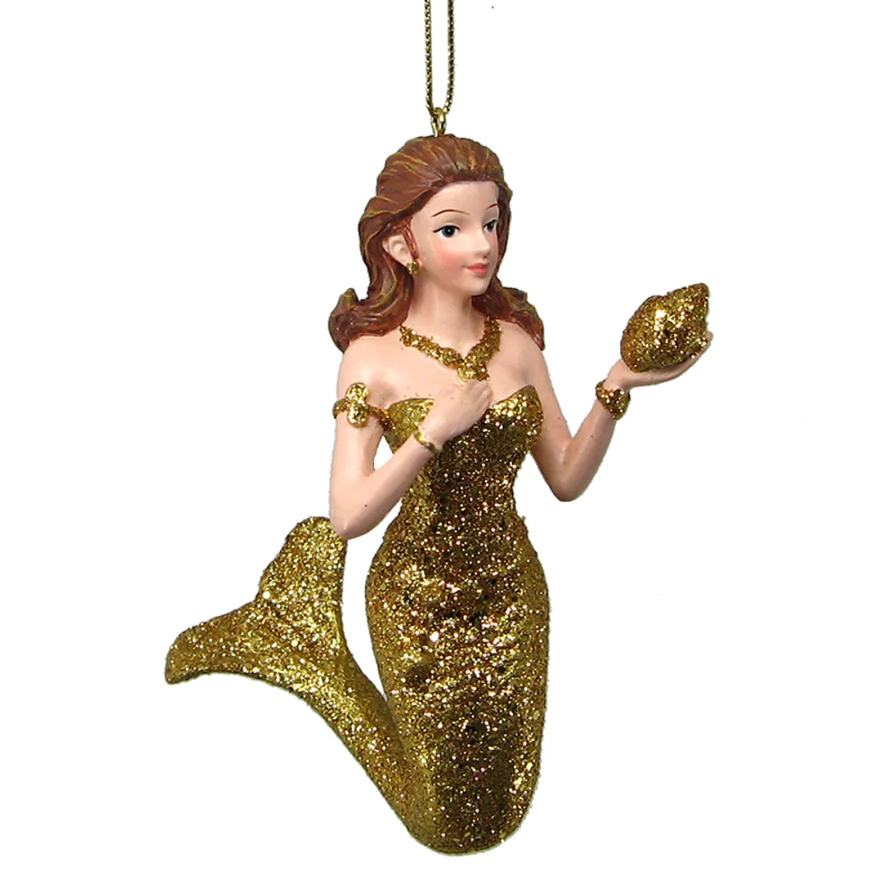 4-1/2" GOLDEN MERMAID CHRISTMAS ORNAMENT