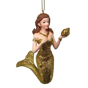 4-1/2" GOLDEN MERMAID CHRISTMAS ORNAMENT 1