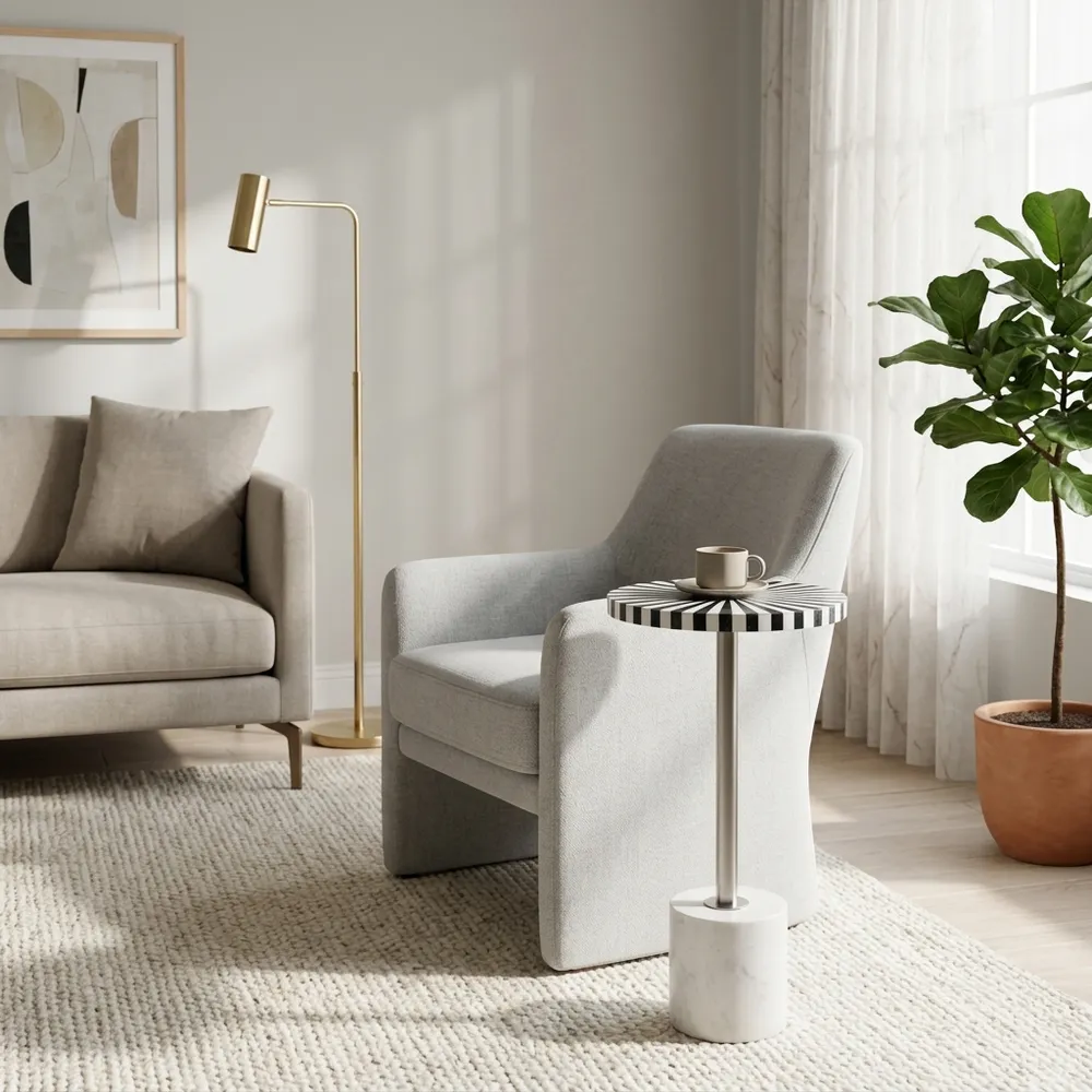 DAMIENBURN WHITE TABLE 25 (IN)