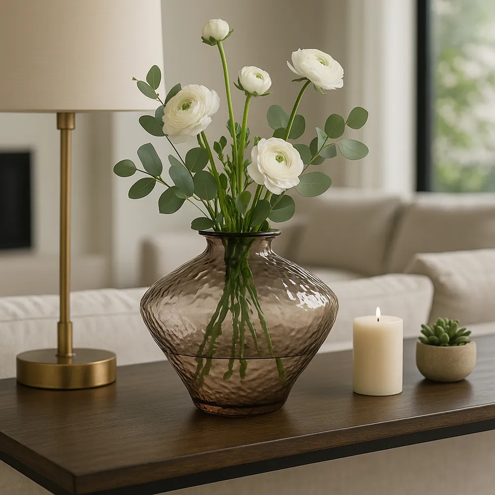 HAROLDHAVEN BROWN GLASS VASE 10 (IN)