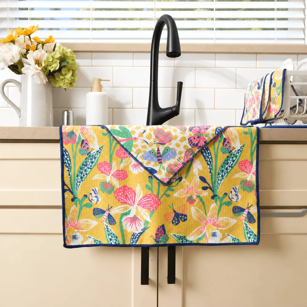 Botanical House Waffle Weave Tea Towel