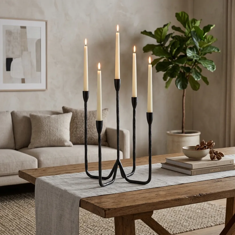 CLARAFIELD BLACK CANDLE HOLDER 17 (IN)