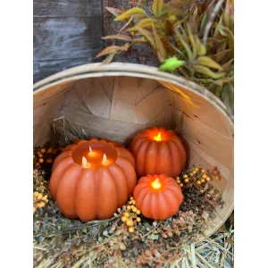 Orange Pumpkin Carved Moving Flame LED Candle 8x6in 2
