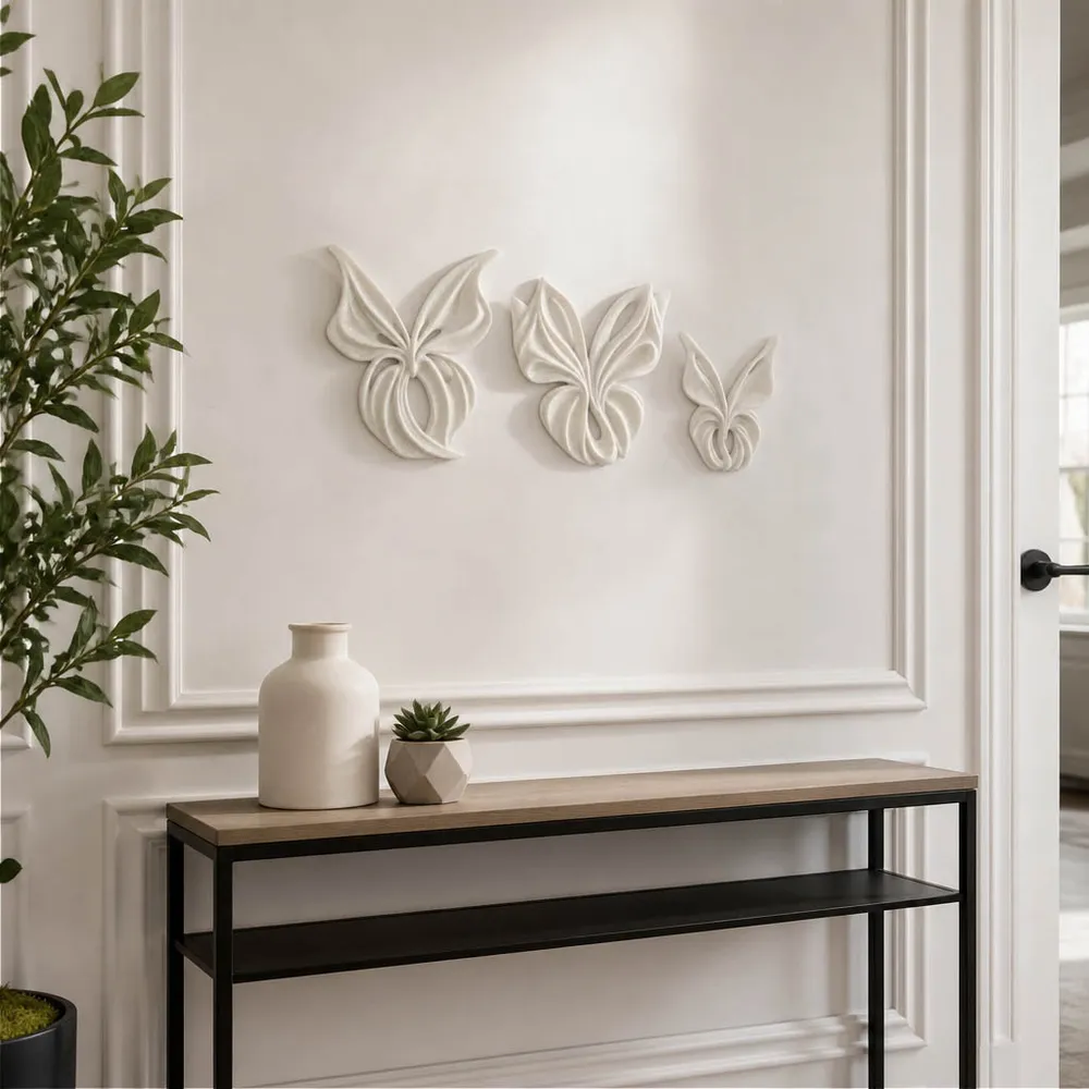 CLAYTONPARK SET OF 3 WHITE WALL SCULPTURES 15 (IN)