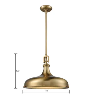 Rutherford 18'' Wide 1-Light Pendant - Satin Brass 2