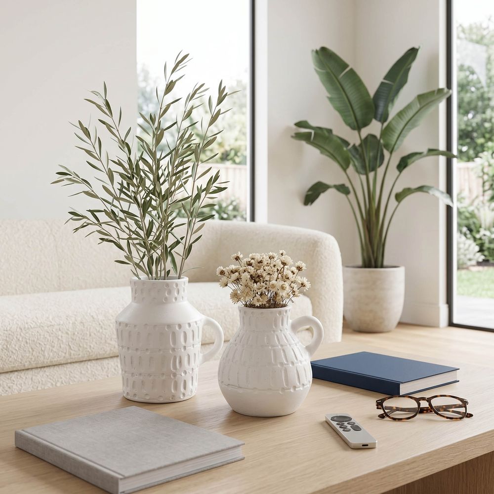 DENTONWORTH SET OF 2 WHITE VASES 7 (IN)